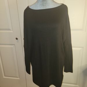 NWOT Black Tunic Top With Boat Neck & Dolman Sleeves
